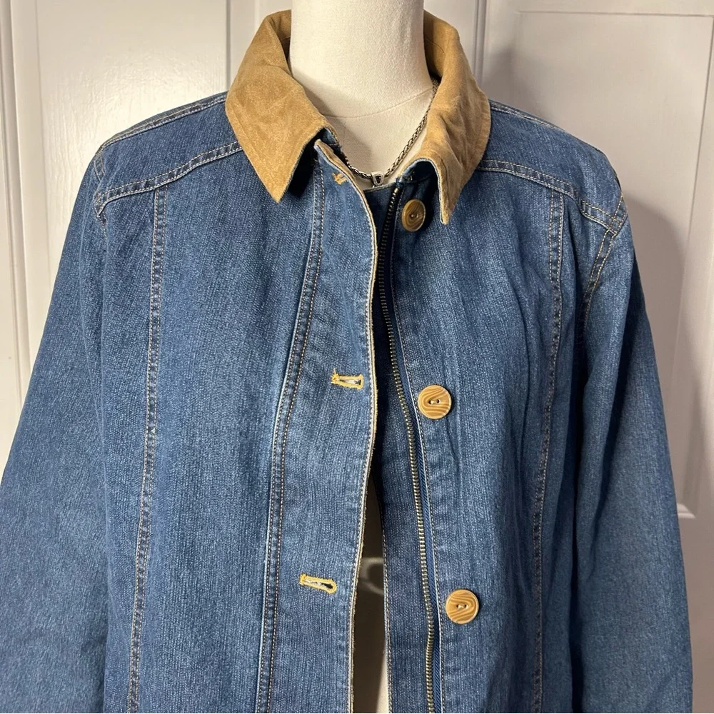 Chadwick Denim Barn Jacket, Flannel Lined, Faux Suede Lined Cuffs, Point Collar) - Picture 2 of 10